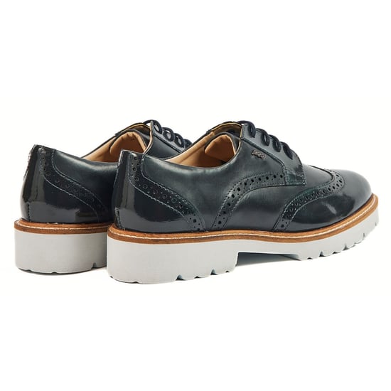 Pod Kortney Leder Damen Navy Lack Brogues Schuhe - Image 2