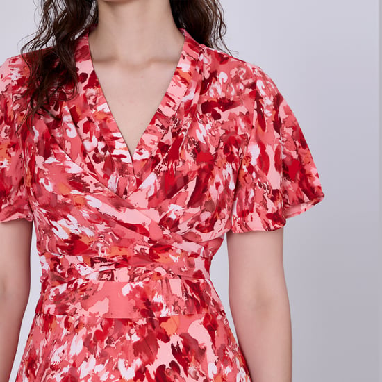 Wrap midi abstract print midi dress