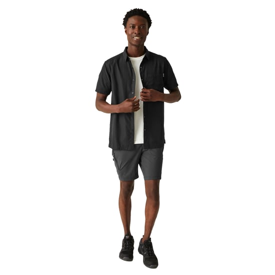 Regatta Mens Mindano VIII Patterned Short-Sleeved Shirt (Ash/Black)