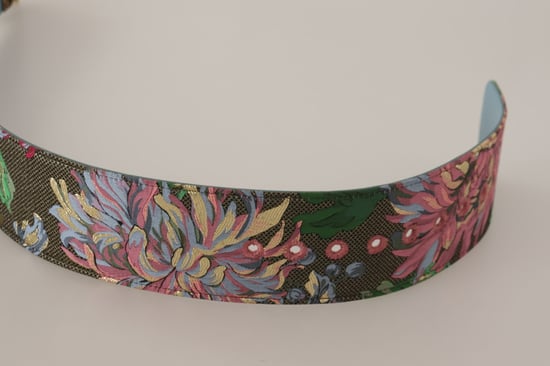 Dolce & Gabbana Women's Multicolor Leather Floral Embroid Logo Buckle Belt