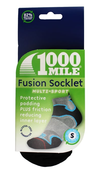 1000 Mile - Damen Fusion Knöchel Repreve Anti-Blasen Gepolsterte Socken - Silber / Eisvogel - Image 2