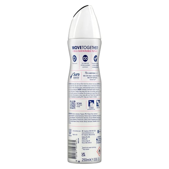 Sure Women Antiperspirant 72H Nonstop Protection Bright Bouquet Deodorant 250ml, 3 Pack
