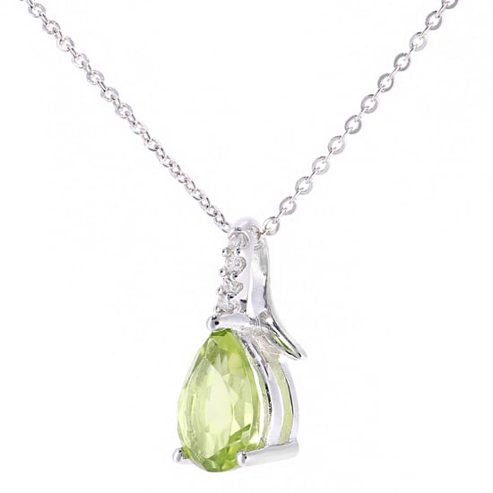 Pendentif en or blanc 9 carats, péridot 0,84 ct et diamant 0,02 ct - Image 2