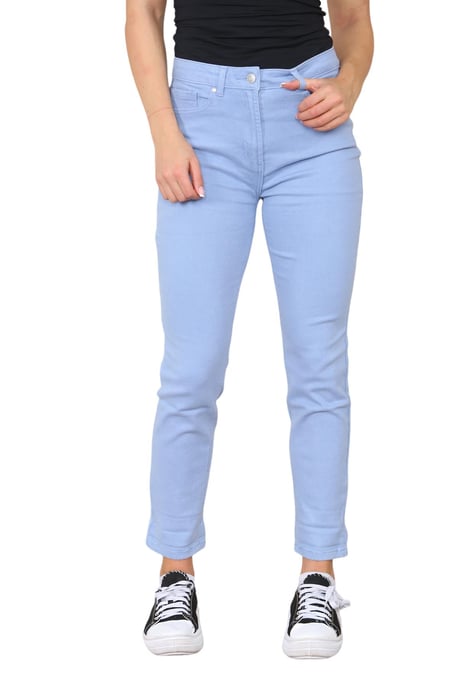 M&Co Damen-Mom-Jeans mit hohem Bund und schmal zulaufendem, geradem Bein in Himmelblau - Image 1