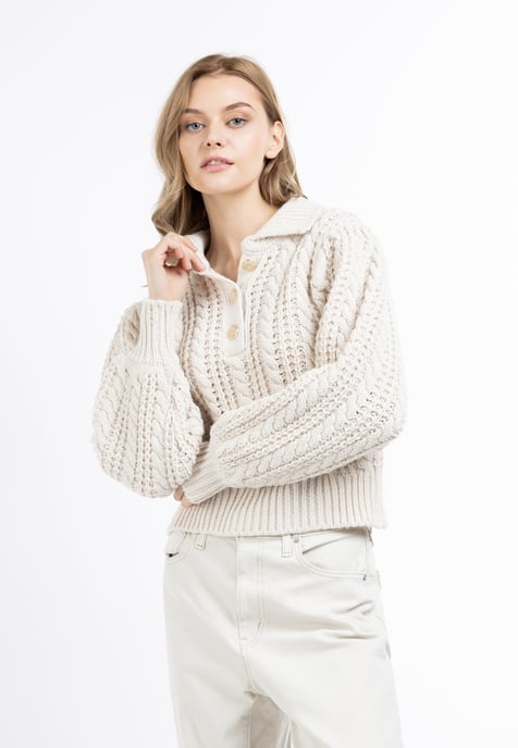 Dreimaster Strick Pullover Damen WOLLWEISS - Image 3