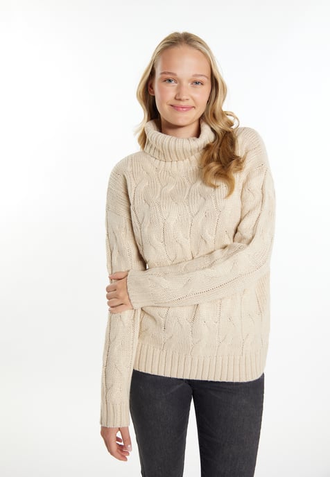 Mymo Strickpullover Damen Creme - Image 3