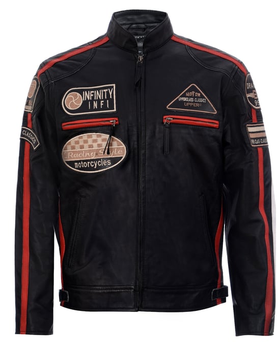Zipped Leather Racing Biker Moto Jacket