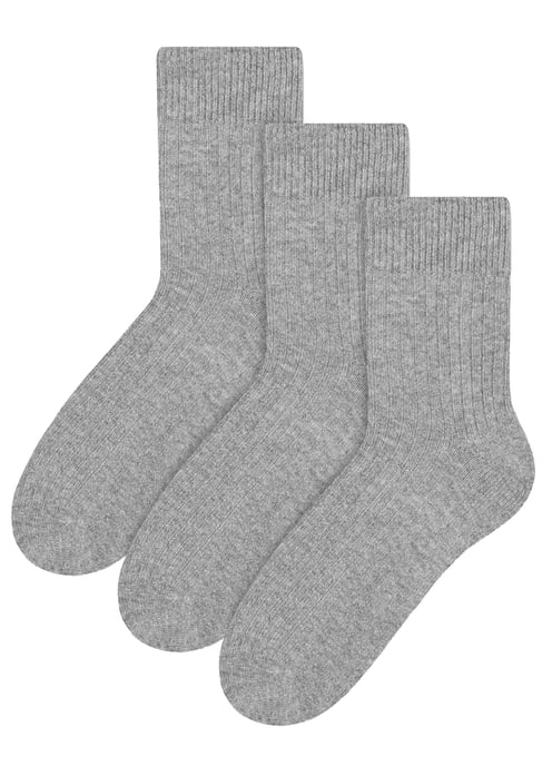 3 Paar Wollsocken für Damen | Steven | Atmungsaktive gepolsterte Damensocken Grau - Image 1
