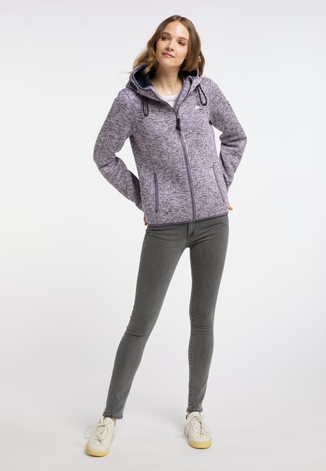 Schmuddelwedda Strickfleecejacke Damen Rauchlila Melange - Image 4