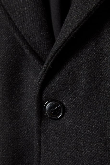 Charcoal Signature 3 Button Epsom Wool Blend Coat