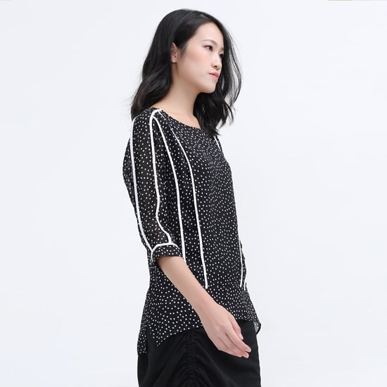 Chiffonbluse mit weißem Tupfenbesatz - Image 2