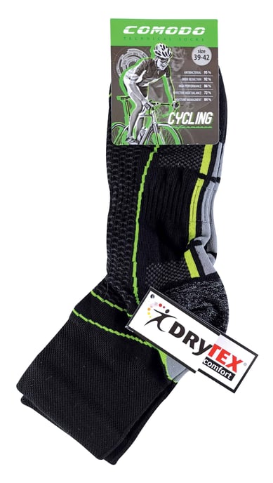 COMODO - Unisex Chaussettes Cyclisme sport Velo Route anti Tranpirante Basses - Vert Noir - Image 2