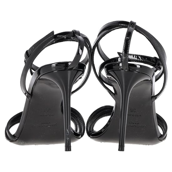 Saint Laurent Sandalen mit Knöchelriemen aus schwarzem Lackleder - Image 5