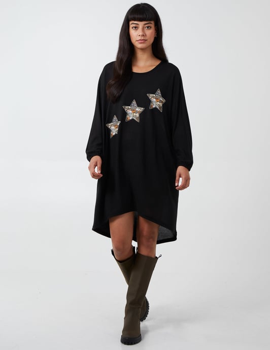 Hi-Low Hem Stars Print Top - Image 1