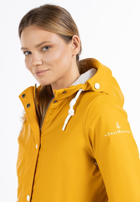 Dreimaster Wattierter Regenmantel Damen Senf - Image 3