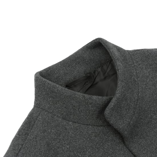Men's Wool Long Slim Fit Stand-Up Collar Business Coat for Winter Grey