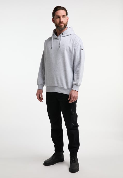 Dreimaster Kapuzensweater Herren Hellgrau Melange - Image 4