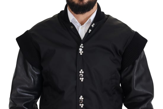 Dolce & Gabbana Schwarze Nylon Kristallknöpfe Herrenjacke - Image 2