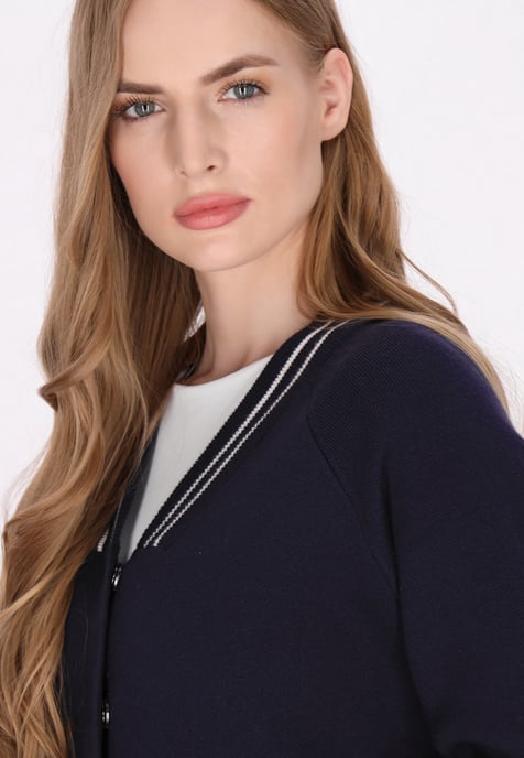Dreimaster Cardigan Damen Marine Weiss Streifen - Image 5