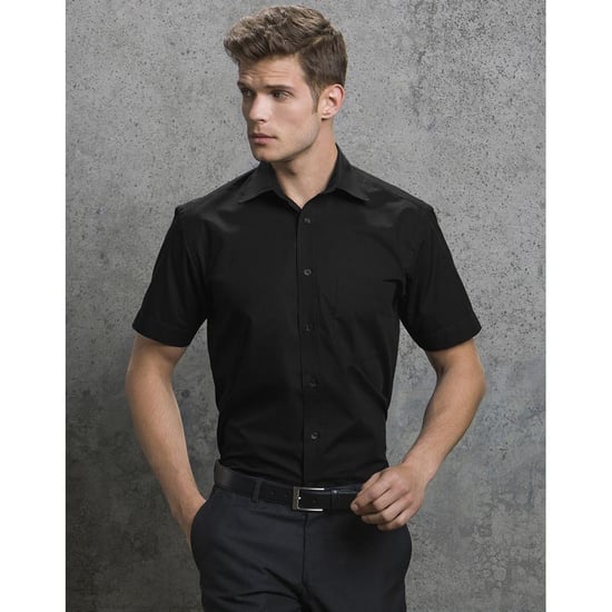 Russell Collection Oxford Herren Hemd, Kurzarm, pflegeleicht (Schwarz) - Image 5