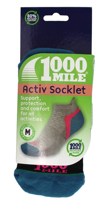1000 Mile - Herren Aktive Niedrigschnitt Repreve Gepolsterte Sportsocken - Schwarz / Blaugrün - Image 2