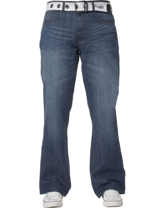 Kruze Herren Bootcut Denim Jeans - Image 4