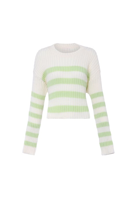 Mymo Strickpullover Damen WOLLWEISS LIMETTE - Image 1