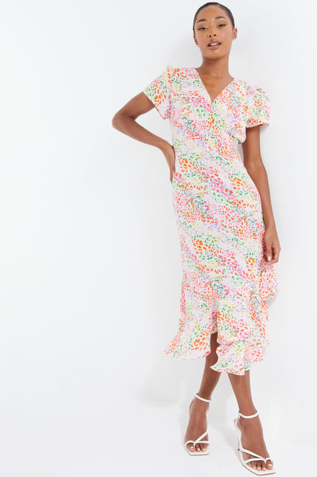 Multicoloured Animal Print Midi Dress