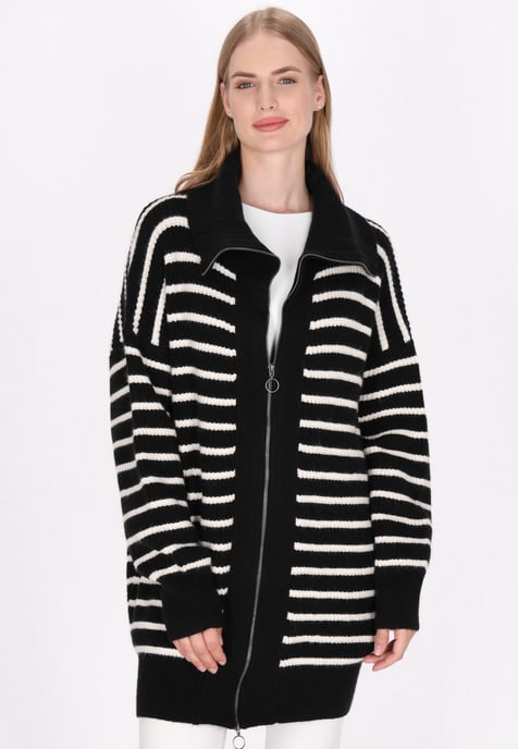 Dreimaster Cardigan Damen Schwarz Wollweiss - Image 3