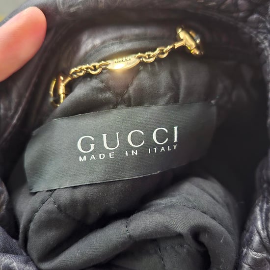 Gucci Monogram Bikerjacke aus schwarzem Leder - Image 3