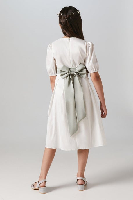 Flower Girl Taffeta Puff Sleeve Dress - Image 3
