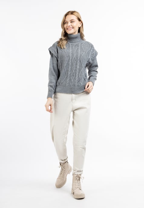 Dreimaster Strickpullover Damen dunkelgrau melange - Image 2