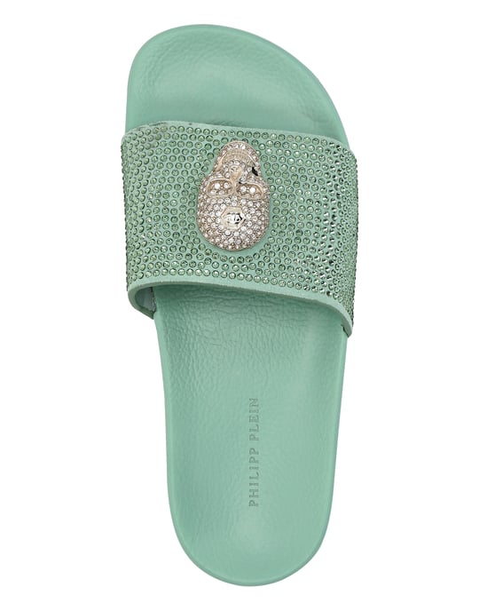 Philipp Plein Flache Sandalen mit Skull-Detail - Türkis - Image 2