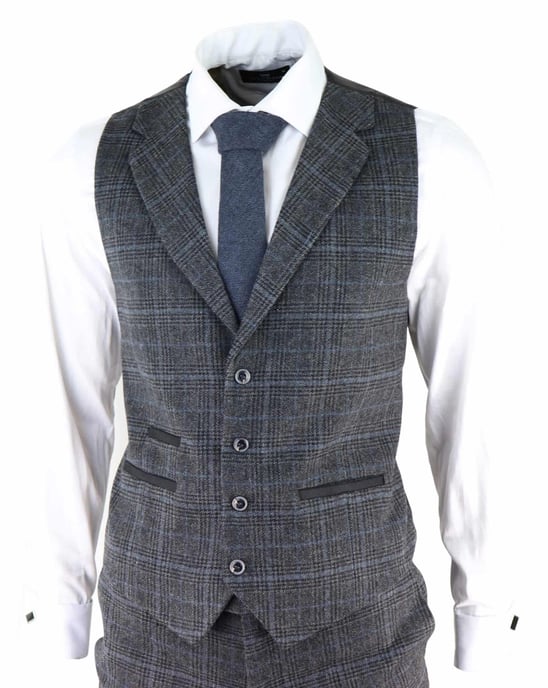 Herren Graues Karomuster 3-teiliges Tweed-Anzug Peaky Blinders 1920er Jahre Gatsby Maßgeschneiderte Passform - Image 4