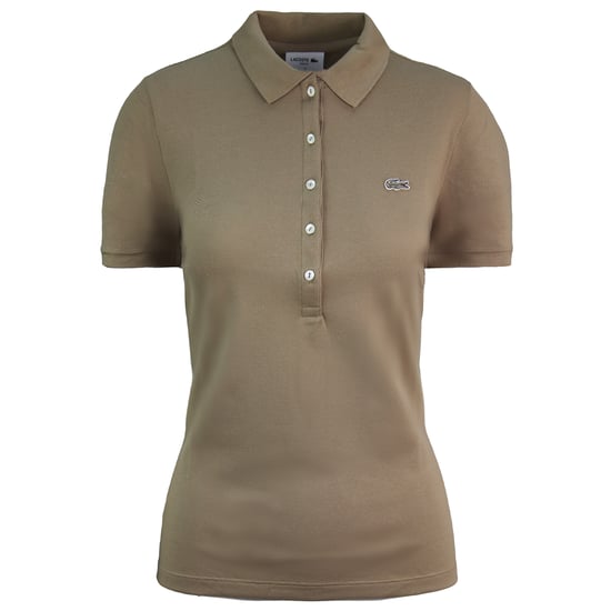 Lacoste Slim Fit Short Sleeve Womens Brown Polo Shirt PF7845 VDW