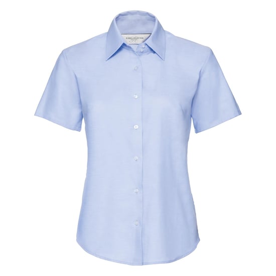 Russell Collection Easy Care Oxford Bluse, Kurzarm (Oxford Blau) - Image 1
