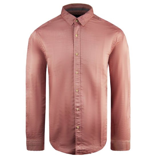 Scotch & Soda Slim Langarm Plain Pink Herren Baumwollhemd - Image 1