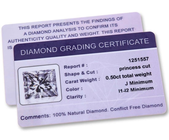 18ct White Gold 1/2 Carat J/I Certified Princess Cut Diamond Stud Earrings