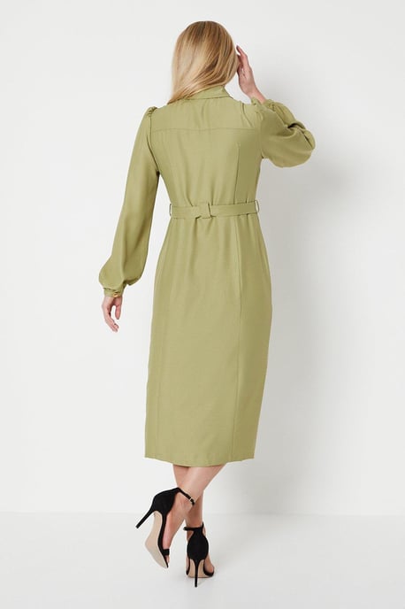 Heavy Crepe D-ring Belted Shirt Dress