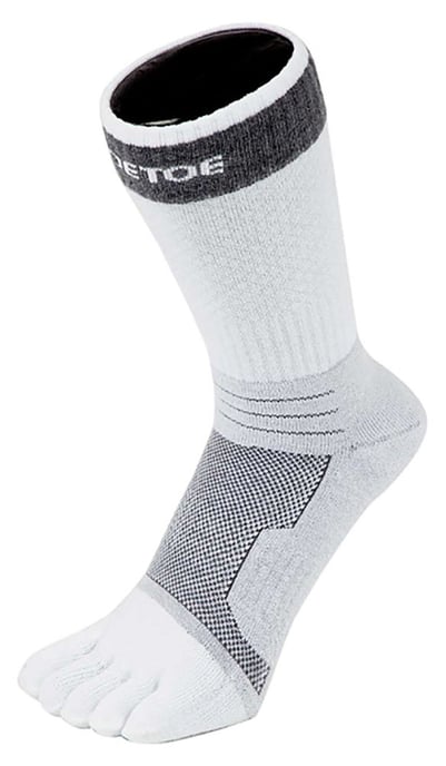 TOETOE - Herren- und Damen-Tennis Atmungsaktive Gepolsterte Knöchel Sport Zehensocken - Weiß & Grau - Image 1