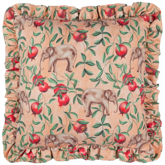 Wylder Tropics Okara Elephant Printed Ruffle Polyester Filled Cushion