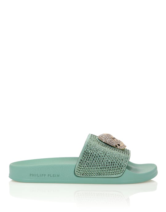 Philipp Plein Flache Sandalen mit Skull-Detail - Türkis - Image 3