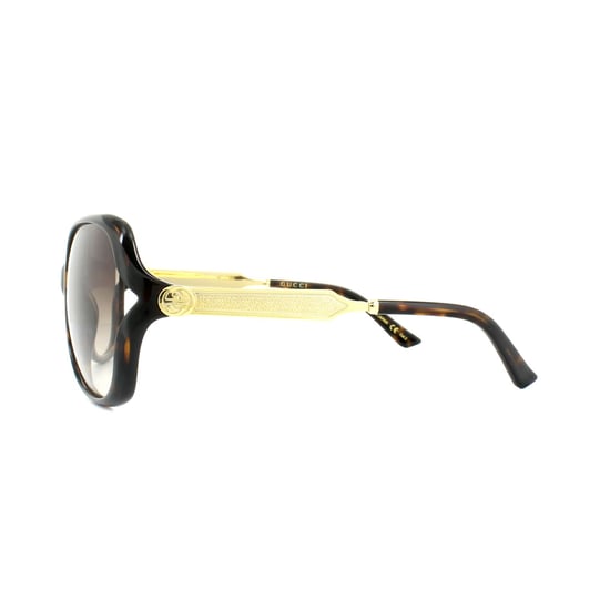 Gucci Sunglasses 0076S 003 Havana Gold Brown Gradient