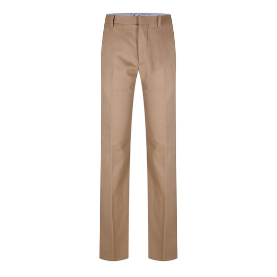 Men's Off White Tags Cashmere Slim Pants in Camel