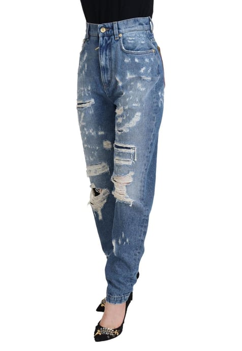 Dolce & Gabbana Damen Blaue Gewaschene Baumwollzerfledderte Jeans - Image 2