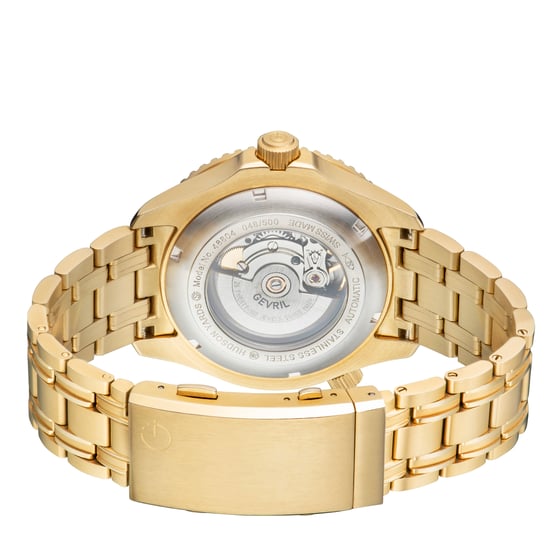 Gevril Herrenuhr Hudson Yards schwarzes Zifferblatt Gold Schweizer Automatik 3 Zeiger, Sellita SW200 Uhrwerk - Image 2