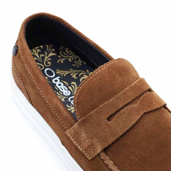 Base London Mens Flynn Suede Cognac Suede Loafers