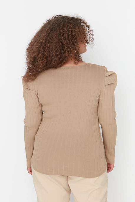Trendyol Damen Ballonärmel Bodycone Gerade Plus Size Bluse - Image 5