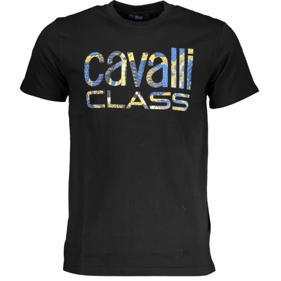 Cavalli Class Schlangenhaut Bold Logo Schwarzes T-Shirt - Image 1