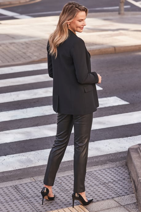 Petite Black Relaxed Fit Double Breasted Blazer